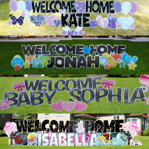 Welcome home baby, new baby yard sign rental gift for new parents louisville kentucky
